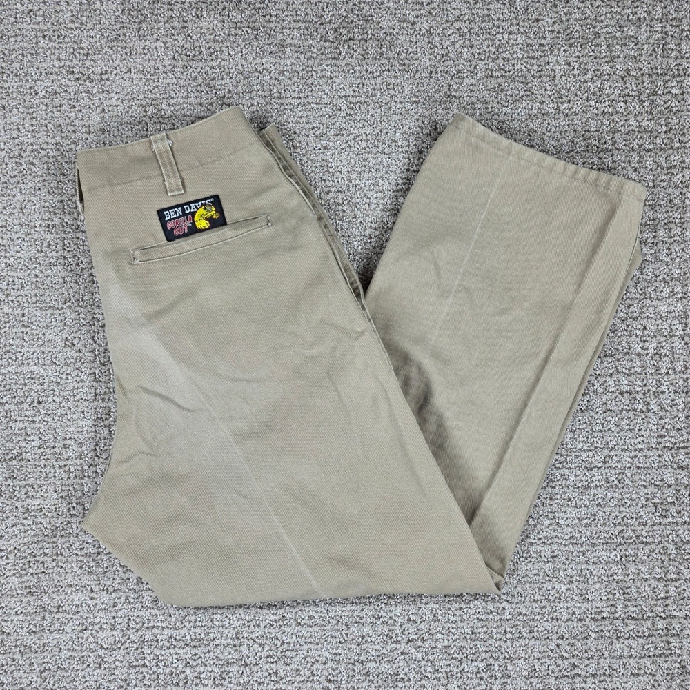 Vintage Ben Davis Gorilla Cut Khaki Twill Work Pants Mens Wide Leg Baggy 30x27
